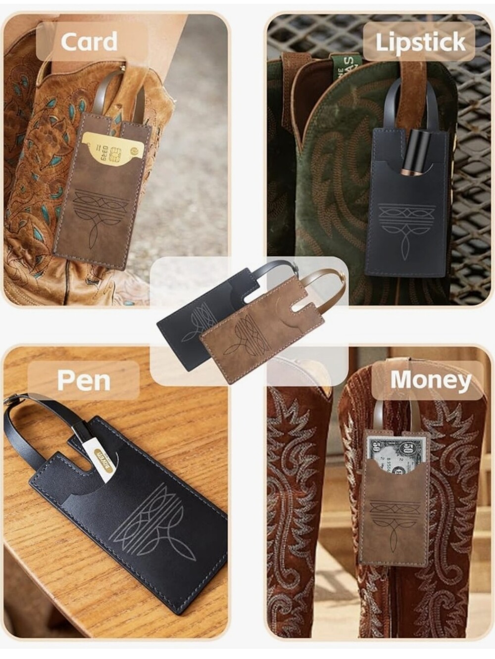 Western Boot Wallets - Light Brown - Picture 2 of 4